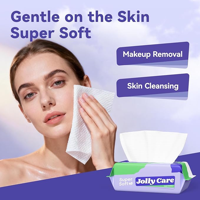 Face Towels Disposable, Face Towelette Disposable, Soft Disposable Face Towel for Makeup Remover, Thick Face Cloths for Women Cleansing, Skin Care, 7.8"×7.8", 80 Count (4 Pack)