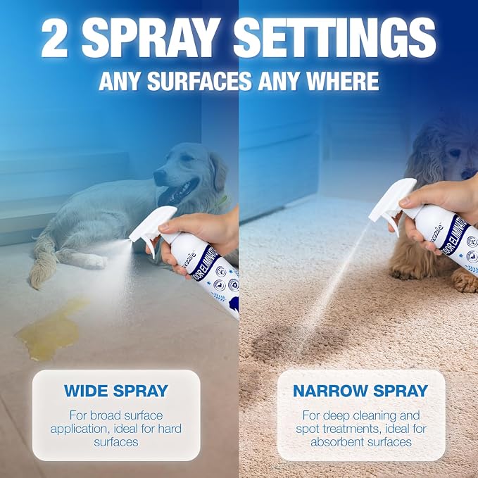 Pet Odor Eliminator Spray for Home, Fragrance Free Dog and Cat Urine Odor Remover for Carpet, Litter Box, Furniture, Pet Bedding and Floors, Colorless, 16.9 Fl Oz