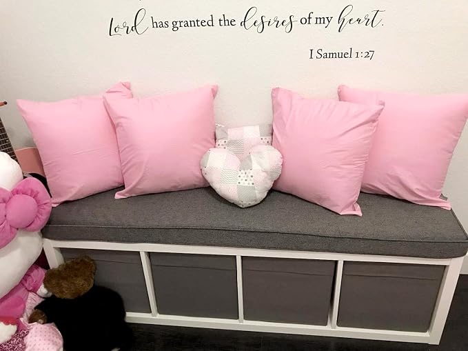 Thmyo 4-Pack 100% Cotton Comfortable Solid Decorative Throw Pillow Case Square Cushion Cover Pillowcases Sublimation Blank DIY Pillow Covers for Sofa(Only Covers,No Pillows)(16x16inch/40x40cm,Pink)