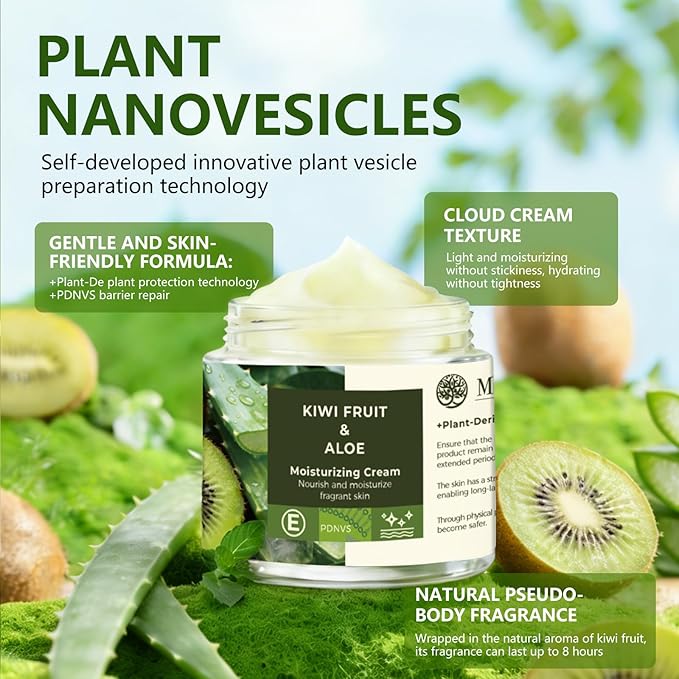 Moisturizing Cream - 200ml Hydrating Body & Face Moisturizer with Shea Butter & Sweet Almond Oil, Vitamin E for Nourishing & Brightening Skin, Long-Lasting Moisturization. (Kiwi Fruit & Aloe)