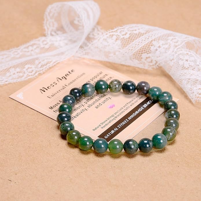 AD Beads Handmade Gemstone Stretch Elastic Bracelet Crystal Healing Reiki Nature's Beauty and Spiritual Essence Unisex