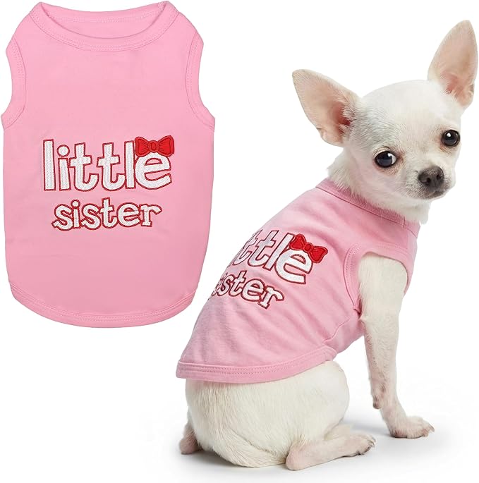 Parisian Pet Dog Shirt - 100% Cotton Shirts for Small Dogs - Pink Sleeveless Girl Pet Clothes - Lightweight and Breathable Puppy Clothes - Stretchy Dog Apparel for Little Sister Dogs
