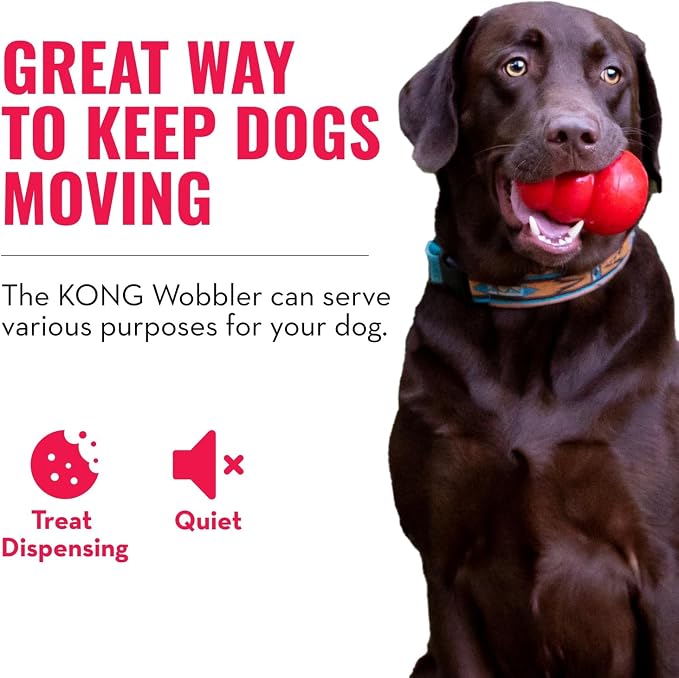 KONG Wobbler, Interactive Treat-Dispensing Dog Toy, for Medium/Large Dogs | Interactive Treat-Dispensing Toy & Slow Feeder That Supports Healthy Eating & Keeps Dogs Mentally Busy