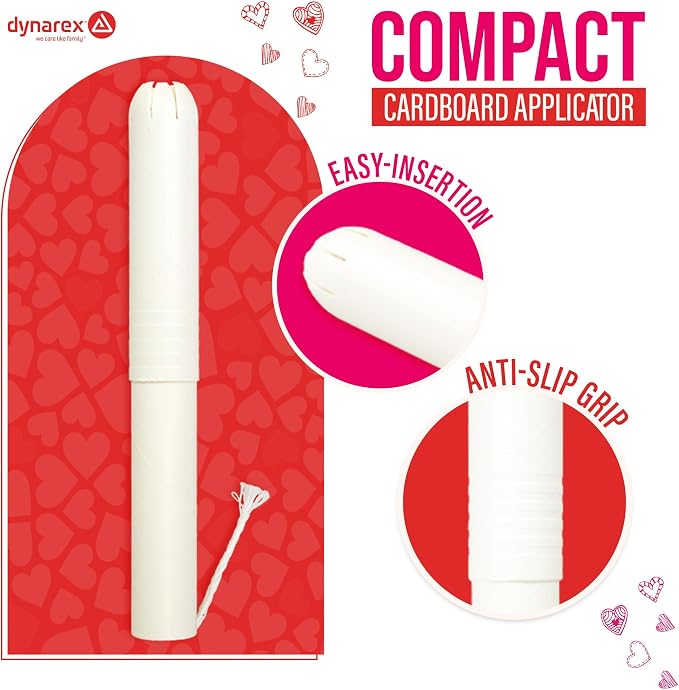 Dynarex Super Plus Tampons – Feminine Hygiene Product with Cardboard Applicator – 8 Hour Protection – 1 Box of 20 Tampons