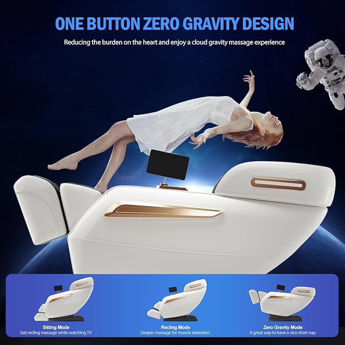 Zero Gravity Massage Chair - 57" Extra-Long SL-Track for Full Body Relief, Back/Leg Heat & Airbag Massage - Relieve Back Pain for Sedentary Workers/Elderly