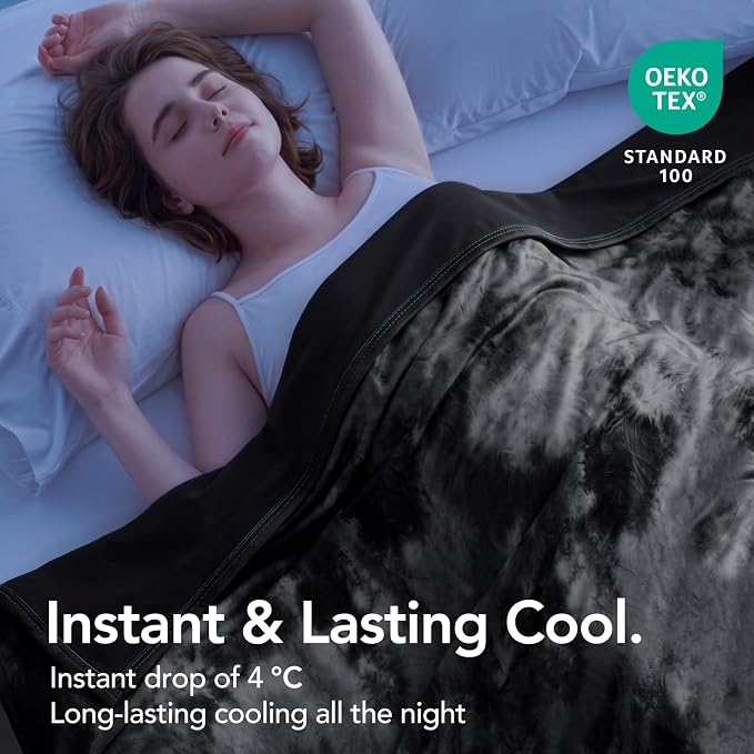 Cooling Blanket Throw 50"x70" for Hot Sleepers | Cold Summer Soft Blanket for Bed Couch and Travel Absorbs Heat Q-Max>0.35 Cool Lightweight Throw for Night Sweats Menopause