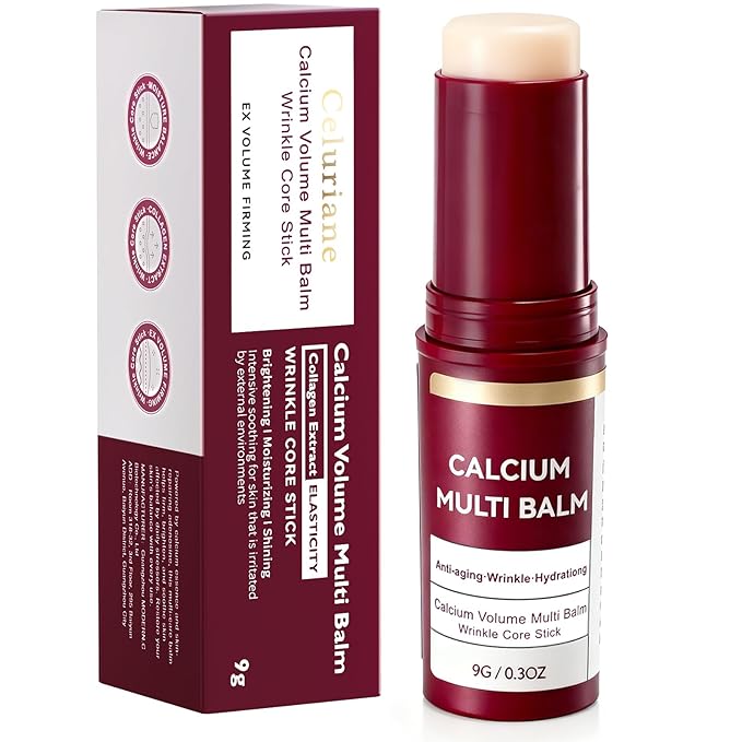 Calcium Multi Balm Stick for Face, Eyes, Lips & Neck Area, Calcium Volume Multi Balm Stick for Hydrating, Firming and Soothing with Adenosine, Hydrolyzed Elastin, Vitamin C & E, 9 g