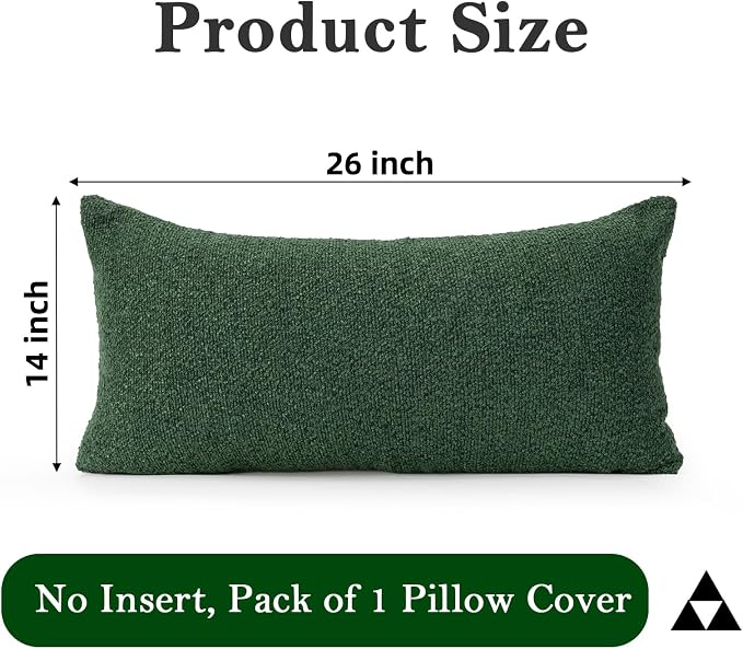 JoraLion 14x26 inch Boucle Lumbar Pillow Cover, Forest Elf Woven Texture Neutral Long Pillow Cover Breathable Cushion Case for Couch Sofa Bed Living Room Home Decor (Cover Only)