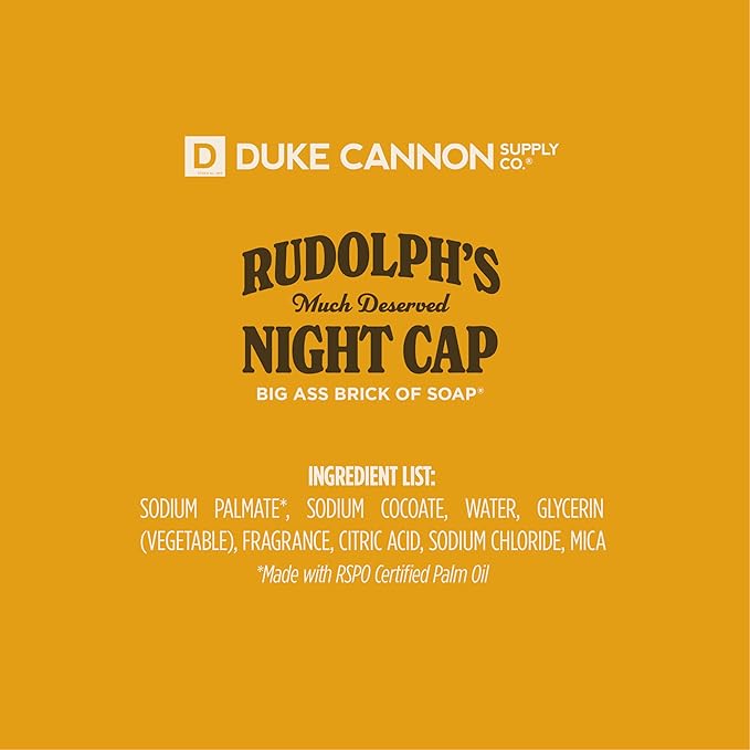 Duke Cannon Supply Co. Big Brick of Soap Bar for Men Holiday Edition - Rudolph's Much Deserved Night Cap (Cinnamon and Antique Wood Scent), 10 oz. (3 Pack)