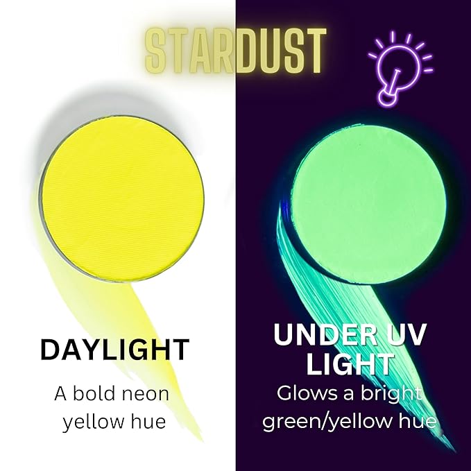 Mehron Paradise FX UV Neon Glow – Stardust – Neon Yellow/Yellow UV 0.25 oz | Pro Water-Activated Shimmer Paint for Raves, Costumes, SFX, Halloween, Stage, Screen, Theater & Cosplay