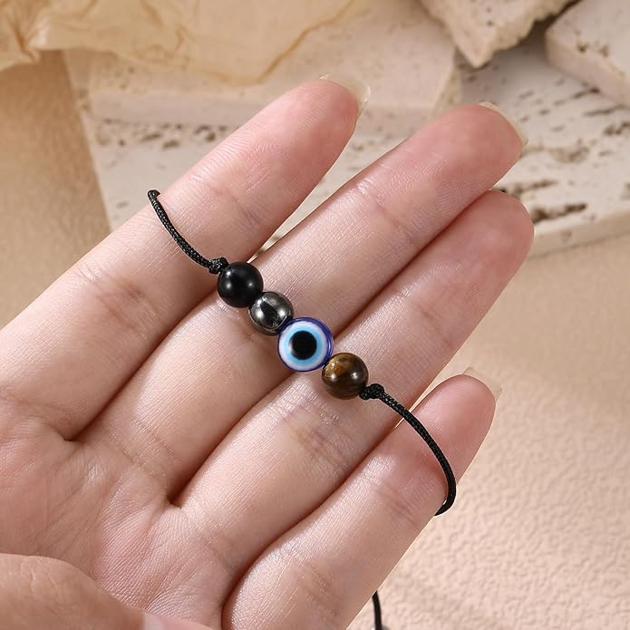 Korotho Empath Protection Bracelet Empath Bracelets Gifts for Her Natural Healing Crystal Beaded Bracelet, Tourmaline, Amethyst, Hematite, Rose Quartz, Jewelry for Best Friends Daughter Mom