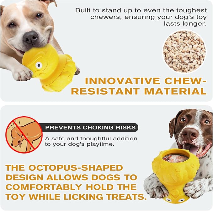 3-in-1 Treat-Dispensing Dog Puzzle Toy and Slow Feeder, Yellow