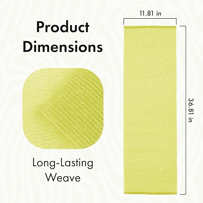 Bathway Exfoliating Washcloth, Nylon Bath Towel Body Scrubber with Hanging Strap, Back Scrubber for Shower Japanese Washcloth Loofah - Deep Clean & Rich Lather (Blue & Rose Red & Yellow, Pack of 3)