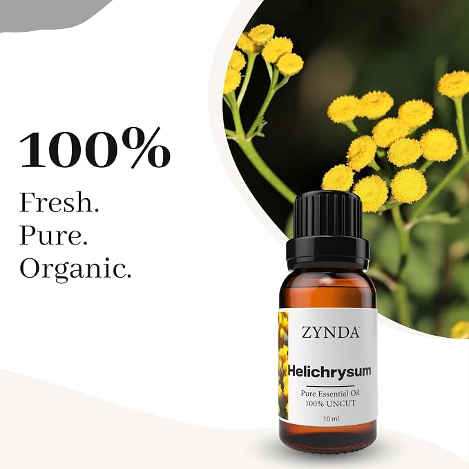 Helichrysum Essential Oil – 100% Pure & Natural Helichrysum Oil, Premium Aromatherapy Grade, Organic Skin & Hair Care, 10ml