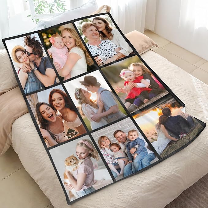 inkArts Custom Blanket with Photo, Personalized Blanket, Customized Photo Blankets, Customizable Picture Blankets, Anniversary Photo Gifts for Women Men Her Him Girlfriend Boyfriend Wife Husband