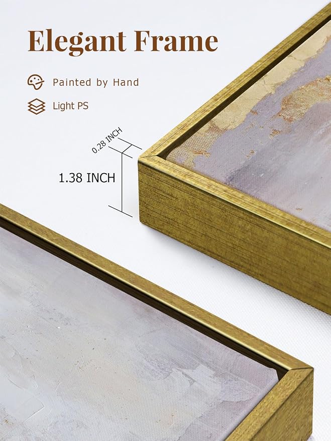 Zessonic Modern Gold and Neutral Abstract Textured Large Wall Art,24"x36"x2 | Framed Morden Canvas Artworks Wall Decor,Neutral Abstract Canvas Prints - Contemporary Decor for living room Bedroom Office