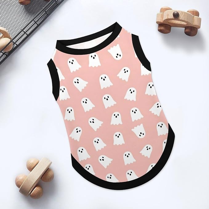 Halloween Pet Vest Pink Spooky Pet Shirts Large | cute boo Dog Shirt Vest cute pet Sleeveless Vests Ice Silk Dog T-Shirts holiday Dog Clothes Halloween Canine Wear