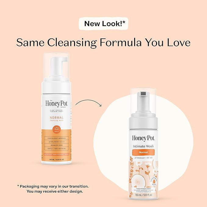 The Honey Pot Company - Feminine Wash - Normal - pH Balanced, Herbal Infused Plant-Based Feminine Care for Sensitive Skin - Daily Intimate Cleanser for Women - 5.51 Fl Oz