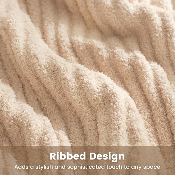 Snuggle Sac Queen Size Blanket for Bed, Soft Luxurious Bedding Blankets, Large Fuzzy Plush Microfiber Blankets, Beige, 90x90 inches