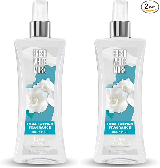 Body Fantasies Signature Fragrance Body Spray, Fresh White Musk, 8 Fluid Ounce (Pack of 2)