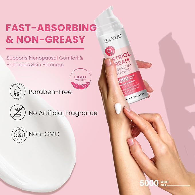 Estriol Face Cream for Women: Hydrating Moisturizer with Wild Yam, Red Clover & Soy Isoflavones – Botanical Skincare for Daily Comfort, Balance & Skin Wellness – 4.23 oz (3-Month Supply)