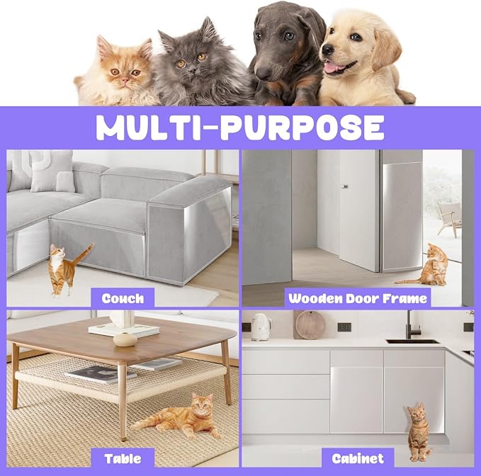JINVOGREEN Cat Scratch Furniture Protector, 2 Pack, 196.8 x 11.8 in | Thickened Transparent Self-Adhesive Couch Protectors Designed to Help Shield Furniture from Cat Claws and Scratching