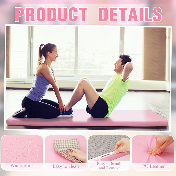 Lyrow 3 Inch Thick Yoga Mat, 72 x 24 Inch Cushioned Foam Floor Mat with Carry Strap, Non Slip PU Leather Workout Pad for Pilates, Stretching, Restorative Yoga and Home Gym