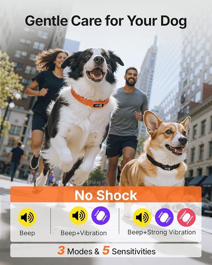 Anti Bark Collar for Small Medium Large Dogs, Vibrating Dog Collars No Shock, Rechargeable Smart AI Bark Collar, Automatic Dog Training Collar, IP 67 Waterproof Dog Barking Collar (Orange)