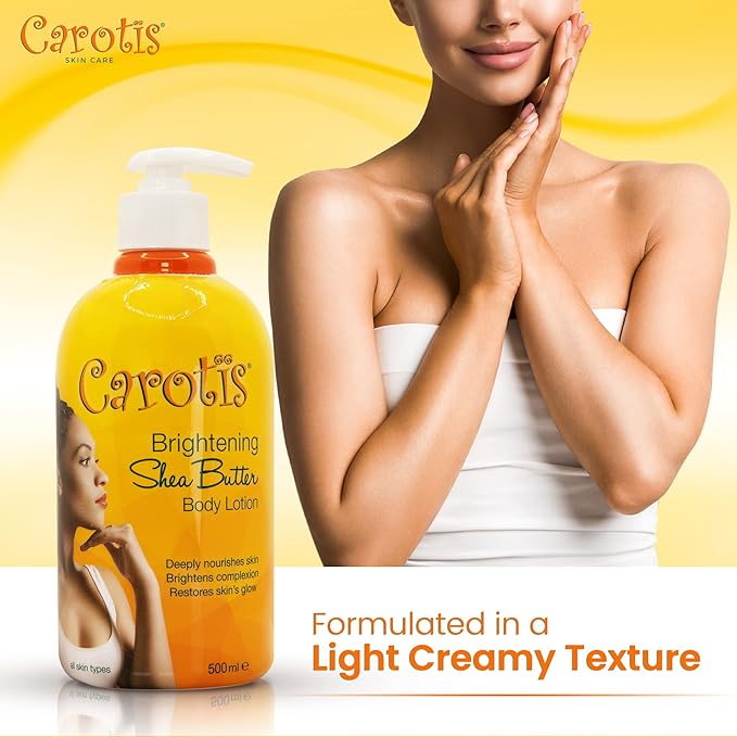 CAROTÏS, Skin Brightening Body Lotion – 17.6 fl oz / 500ml – Helps to Remove Dark Spots, with Shea Butter, Arbutin Complex and Vitamin A