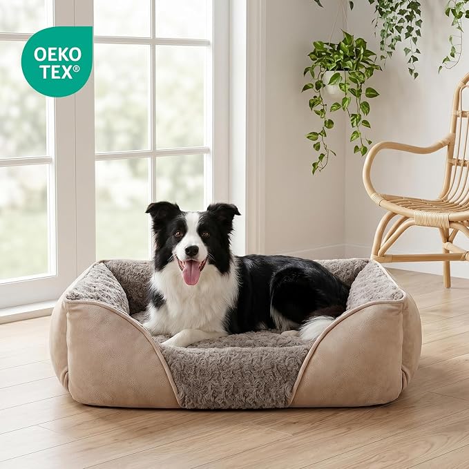 XX-Large Dog Bed for Large, Medium, Small Dogs - Rectangle, Washable, Orthopedic, Soft, Calming, Durable Pet Cuddler with Anti-Slip Bottom - XXL (42"x30"x10")
