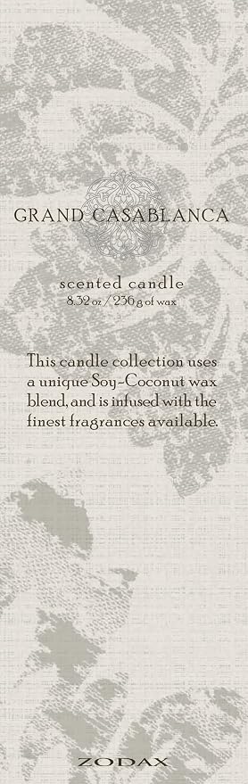 Zodax Grand Casablanca Glass Jar Scented Candle for Home Decor - Single-Wick Candle Ideal for Kitchen and Bathroom - Makes a Great Gift for Women and Men - Moroccan Peony - 8.3 Oz.