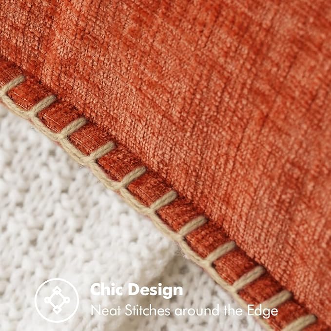 MIULEE Fall Decorative Couch Throw Pillow Covers 16x16 Inch Rust 2 Pack | Terracotta Farmhouse Pillow Covers with Stitched Edge, Soft Chenille Cushion Cases, Sofa Bed Living Room Home Decor