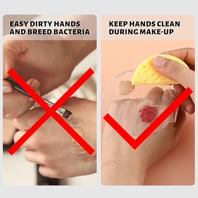 2 Pcs Acrylic Makeup Palette, Foundation Mixing Palette, Hand-held Makeup Spatula Nail Art Manicure Tray Clear Cosmetic Spatula for Beauty Salon Color Cream Mixing Foundation