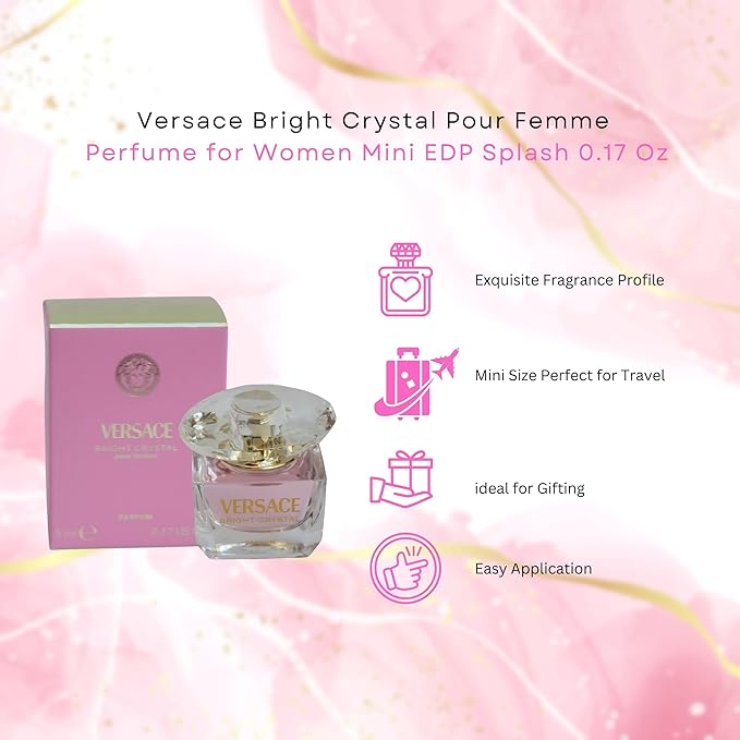 Versace Bright Crystal Pour Femme Perfume for Women Mini EDP Splash 0.17 Ounce