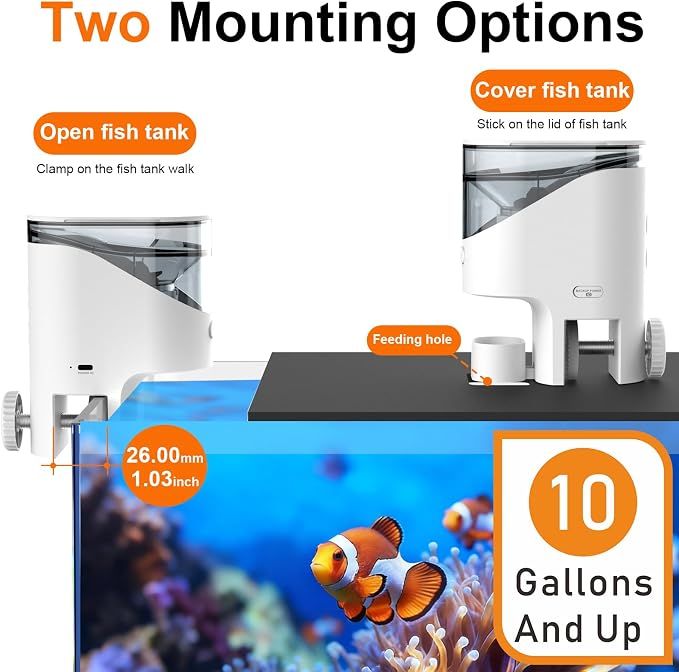 WiFi Automatic Fish Feeder with 2.5K Camera, 2.4/5G Smart App Control, Vacation Feeding Timer, Remote Precision Flake Fish Dispenser, 200ml Moisture-Proof Aquarium Feeder for 10+ Gallon Tanks