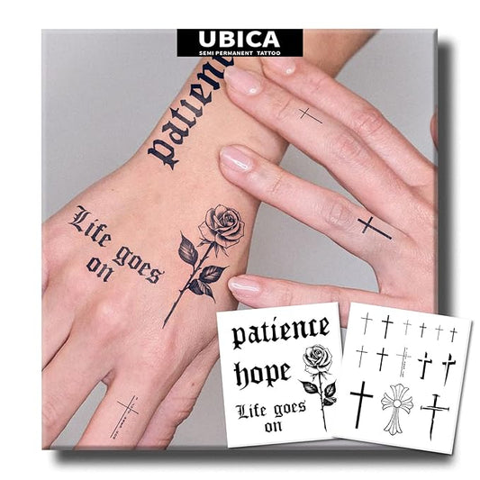 2 Sheets Long Lasting Flower Temporary Fake Tattoos For Women Arm Neck Hand Finger, Rose Semi Permanent Tattoo For Adults Girl,Realistic, Waterproof and Non-Reflective