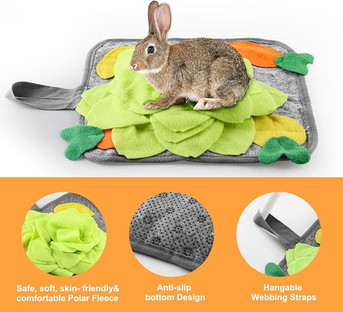 Rabbit Foraging Mat Interactive Bunny Snuffle Feeding Toy for Small Animals