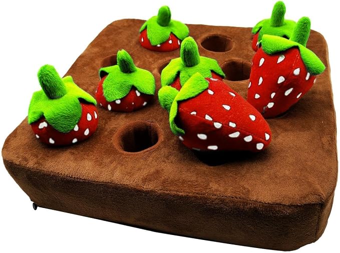Strawberry Dog Snuffle Mat – Puzzle Feeding Toy, Interactive Game, Non-Slip Plush Chew Toys | Fun Stress Relief Activity for Puppies Adult Dogs Small Medium Large Breeds Playtime Uses