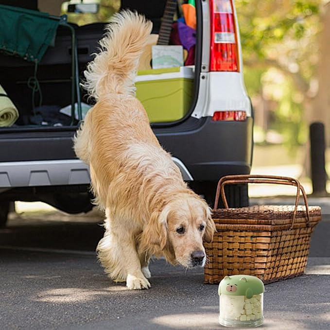 Outdoor Dog Treat holder Airtight, 2025 New Upgrade Large Cute Dog Treat Jar with Lids, Classified Storage Pet Food packaging Jar Treat Bottle, Multi-functional Multi-layer Dispenser (Green, 1 Layer)