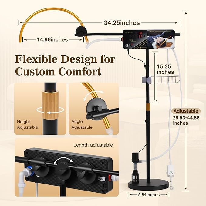 Freestanding Head Spa Equipment Fits Shampoo Bowls Under 35" H, Height & Angle Adjustable Water Circulation Frame, Japanese Waterfall Head Spa Scalp Massage for Salon & Home Use