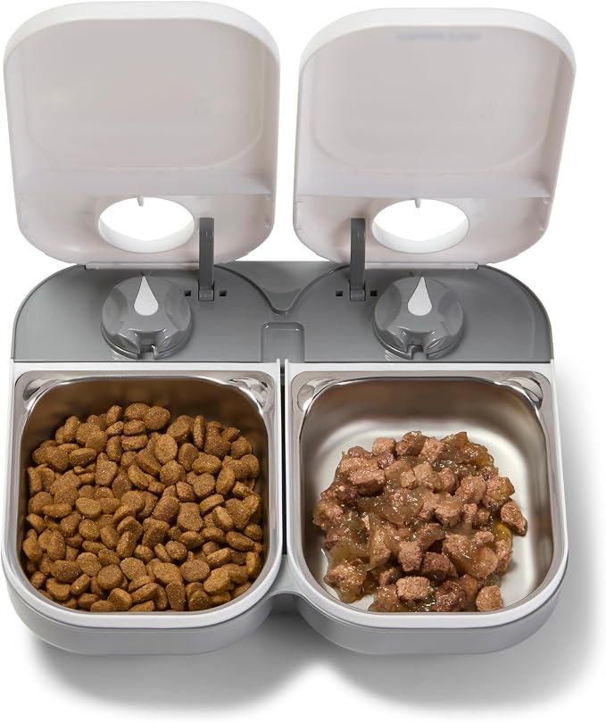 Closer Pets C200 Two-Meal Automatic Pet Feeder for Dry & Wet Food, 400g Each