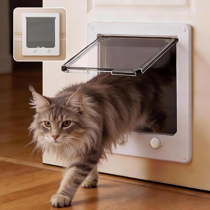 LIBBEPET Cat Door Interior Door, 4 Way Locking for Cats ≤25 lbs，Extra Large