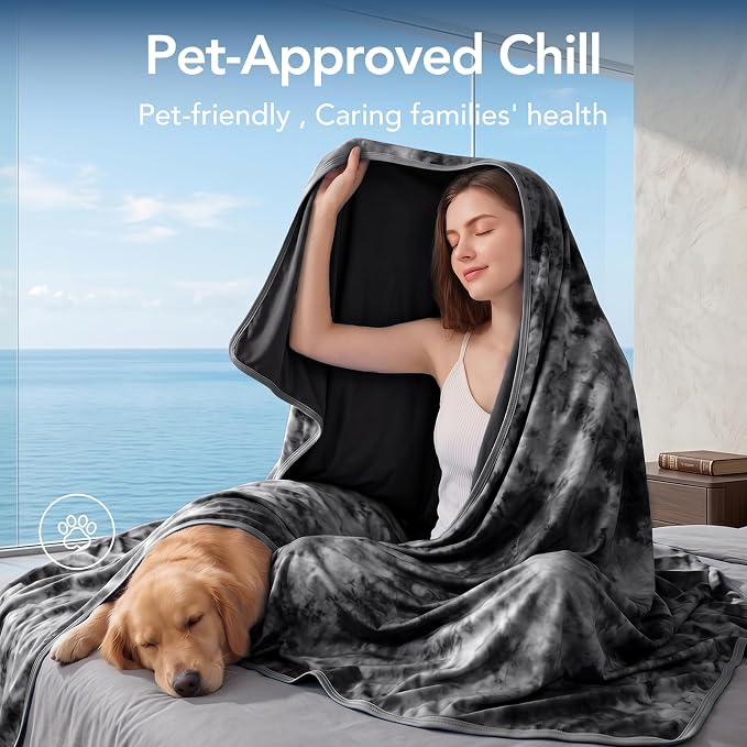 Cooling Blanket Queen Size 80"x88" for Hot Sleepers | Cold Summer Soft Blanket for Bed Couch and Travel Absorbs Heat Q-Max>0.35 Cool Lightweight Throw for Night Sweats Menopause