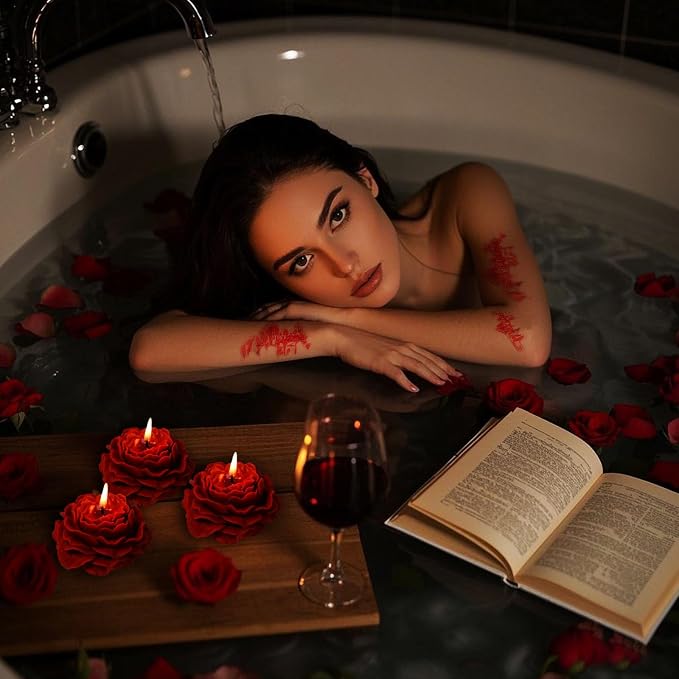 118.4°F 2 Pcs Low Temperature Candles Peony Flower Shaped Scented Candles Low Heat Body Safe Candles Wax Play for Couples Date Night (2, Wine red)