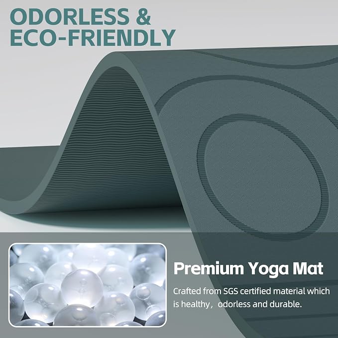 PAIDU Large Yoga Mat, 72" x 36" x 2/5"（10MM） Thick Non-Slip Exercise Mat, SGS-Certified POE Material, Ideal for Home Gym, Yoga, Pilates, Fitness Workouts & Floor Mat