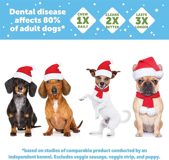 Wellness WHIMZEES Holiday Natural Dog Dental Treat, Christmas Winter Seasonal Gift, Chews, Freshens Breath, Small Size, 6.3 oz Bag, 12 Count