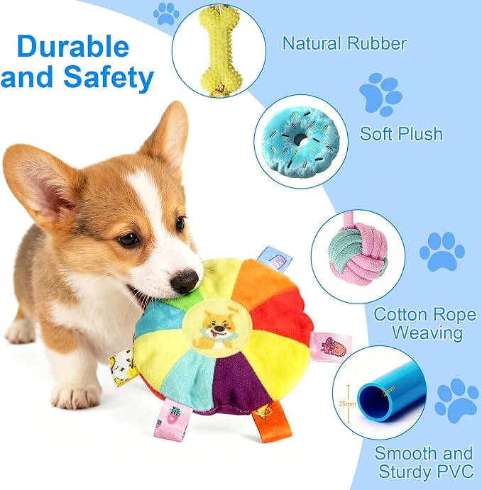Puppy Play Gym with 8 Hanging Toys, Indoor Jungle Gym for Small Dogs