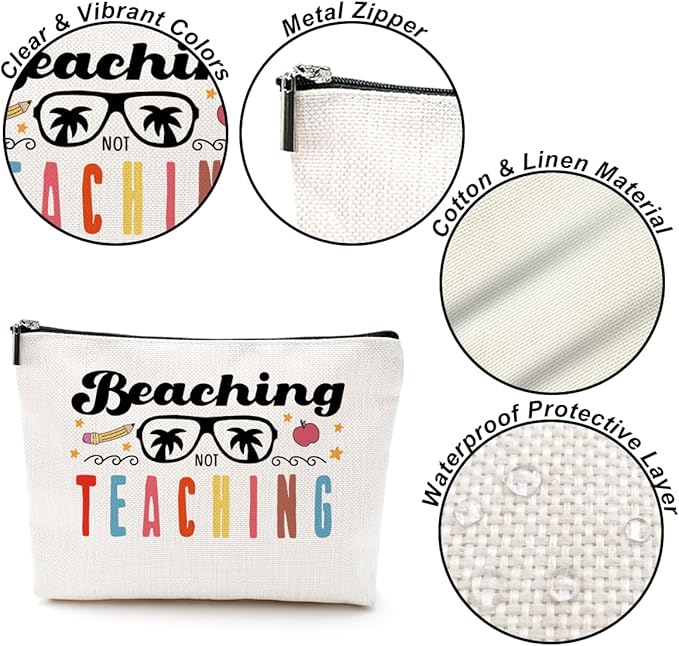 Teacher Appreciation Cosmetic Bag - Best New Teacher Gifts for Women, Principal, Coworkers - Christmas, Birthday, Beach Makeup Pouch