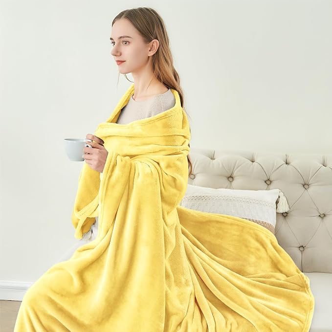 BEDELITE Fleece Blanket Soft Plush Twin Size Blanket Light Yellow 60"x80" | Ultra Soft Fleece, Plush Microfiber, Lightweight Warmth, All Season Comfort, Fade Resistant, Machine Washable, Couch Sofa Bed