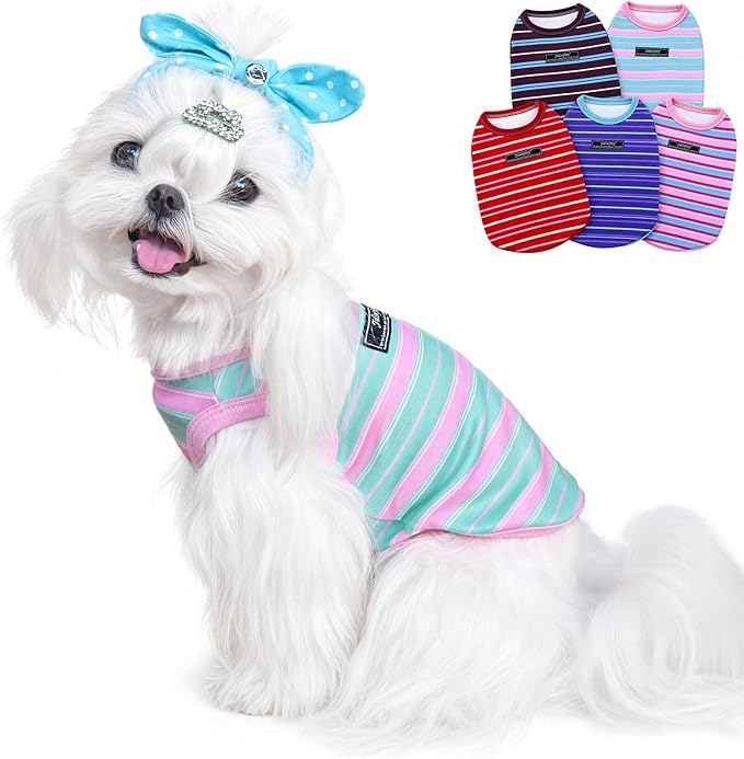 Soft Striped Dog Shirt, Cozy Warm pet Vest for Small Medium Dogs, Classic Puppy cat Clothes for Indoor Outdoor Outfits